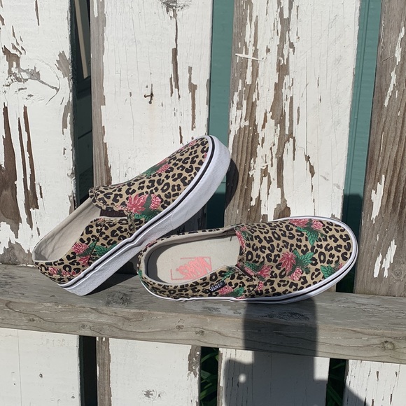 Cheetah Vans floral Asher Ginger slip on 6.5 - Picture 10 of 10